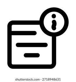 Icono de línea moderna de información de documento. Profesional de Vector mínimo que representa los datos de detalles del archivo y el registro informativo.
