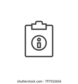 Document information line icon, outline vector sign, linear style pictogram isolated on white. Clipboard info symbol, logo illustration. Editable stroke