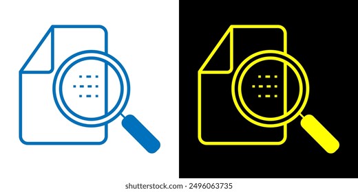 Document inspection icon. Data analyzing icon. Editable stroke.