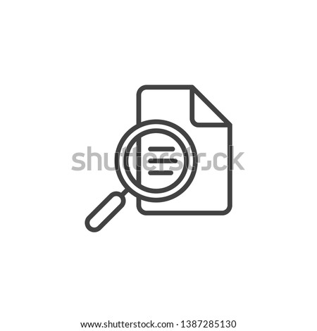 Document inspection icon. Linear design symbol with thin line and monochrome outline minimal style. Editable stroke. Stockfoto © 