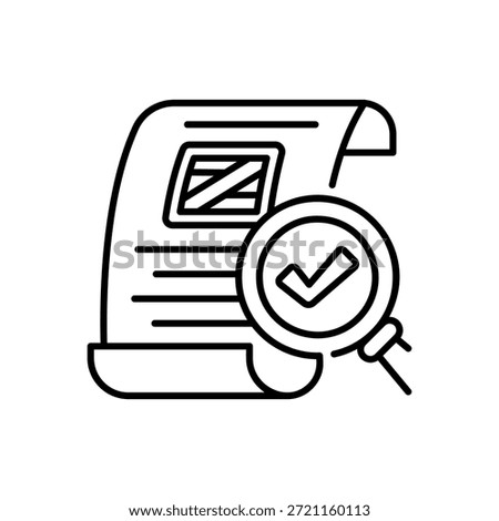 Document Inspection with Magnifying Glass Icon for Freight Verification Line Style Isolated White Background