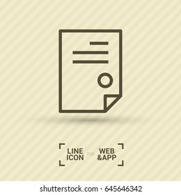 document isolated minimal icon. signature and impress line vector icon for websites and mobile minimalistic flat design.