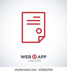 document isolated minimal icon. signature and impress line vector icon for websites and mobile minimalistic flat design.
