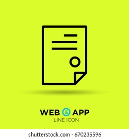 document isolated minimal icon. signature and impress line vector icon for websites and mobile minimalistic flat design.