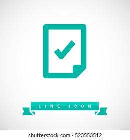 Document isolated minimal single flat linear icon for application and info-graphic. Tick line vector icon for websites and mobile minimalistic flat design.