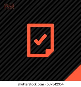 Document isolated minimal single flat linear icon for application and info-graphic. Tick line vector icon for websites and mobile minimalistic flat design.