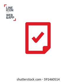 Document isolated minimal single flat linear icon for application and info-graphic. Tick line vector icon for websites and mobile minimalistic flat design.