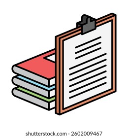 Document isometric 3D color icon, mini illustration. use for modern concept, print, UI, UX kit, web and app development. Vector EPS 10, related to learning and education, science