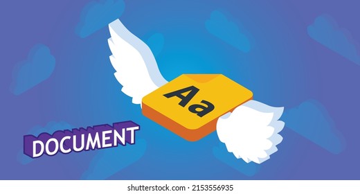 Document isometric design icon. Vector web illustration. 3d colorful concept