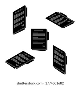 Document Isometric & Flat - White Outline icon vector. Flat style vector illustration.