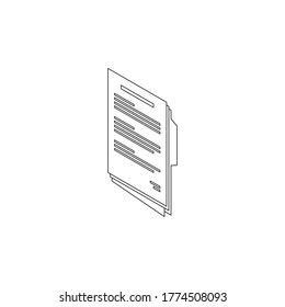 Document Isometric left view - Black Outline icon vector isometric. Flat style vector illustration.