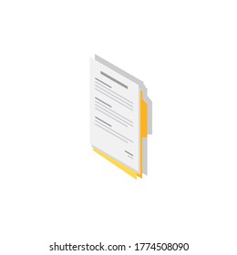 Document Isometric left view - Shadow icon vector isometric. Flat style vector illustration.