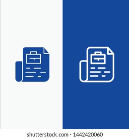Document, Job, File, Bag Line and Glyph Solid icon Blue banner Line and Glyph Solid icon Blue banner