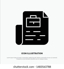 Document, Job, File, Bag solid Glyph Icon vector