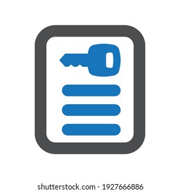 Document key icon.keyword creation,file (vector illustration)