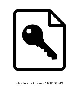 Document key or private encryption key for file line art icon for apps and websites