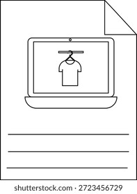 Un documento con una computadora portátil que muestra una camisa en una percha