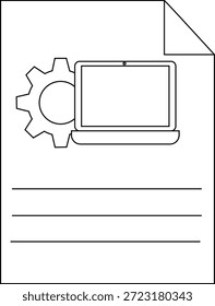 A document with a laptop gear icon and lines for text