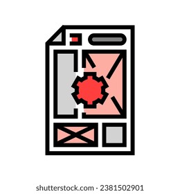 document layout technical writer color icon vector. document layout technical writer sign. isolated symbol illustration