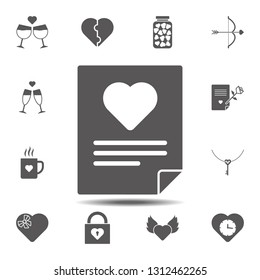 Document, letter, declaration of love icon. Simple glyph, flat vector element of valentines day icons set for UI and UX, website or mobile application
