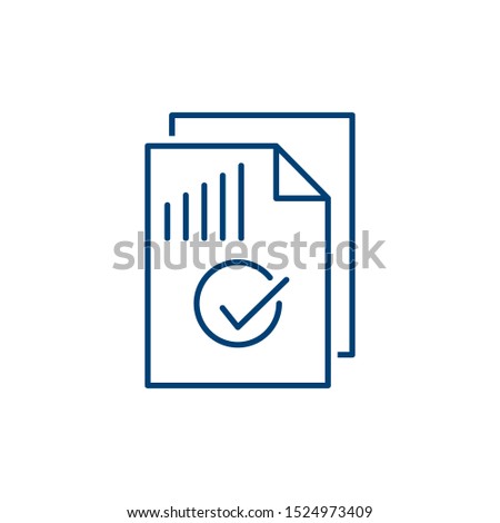 Document like auditing. Scrutiny, annual verification, info. flat style quality sign or success proven symbol vector sign isolated on white background illustration for graphic and web design