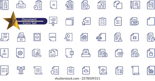 Document Line Editable Icons set.