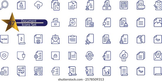 Document Line Editable Icons set.