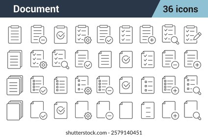 Document Line Editable Icons set. Includes Clipboard, checklist, report	