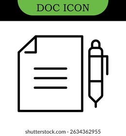 Document Line Editable Icons set. Vector illustration in thin line modern style of paper documentation icons: tables, analytics, questionnaire, and more. Isolated on white
