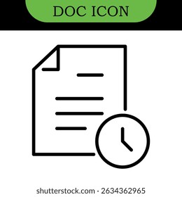 Document Line Editable Icons set. Vector illustration in thin line modern style of paper documentation icons: tables, analytics, questionnaire, and more. Isolated on white