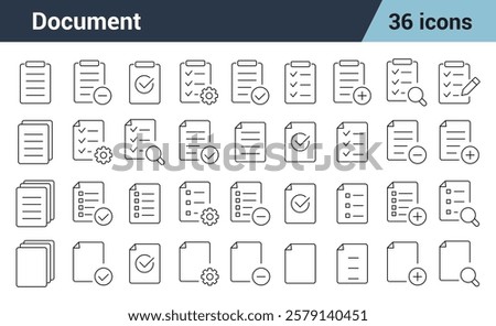 Document Line Editable Icons set. Includes Clipboard, checklist, report	