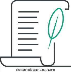 Document line and feather icon on white background 