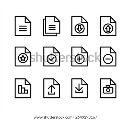  Document line icon collection. Document symbol collection. vector illustration