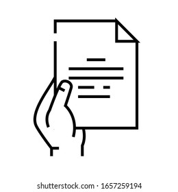 Icono de línea de documento, signo de concepto, ilustración de vector de esquema, símbolo lineal.