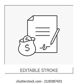  Document line icon. Financial transactions. Agreement. Contract concept. Isolated vector illustration. Editable stroke