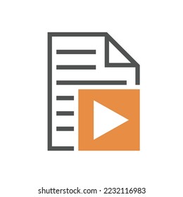 Document line icon illustration with play symbol. Pixel perfect