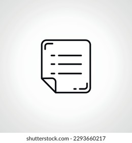 document line icon. line note paper outline icon