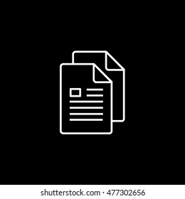 Document Line Icon On Black Background