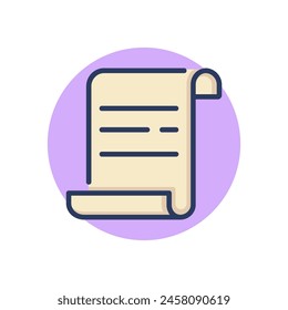Document line icon. Scroll, contract, certificate outline sign. Paperwork, manuscript, legal paper concept. Vector illustration, symbol element for web design and apps