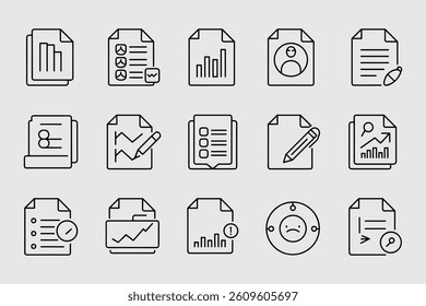 Document Line Icon Set For Business Analytics Reporting And Task Management
