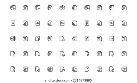 Document line icon set. Documents symbol collection. Different documents icons. Outline icon .
