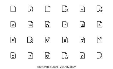 Document line icon set. Documents symbol collection. Different documents icons. Outline icon .
