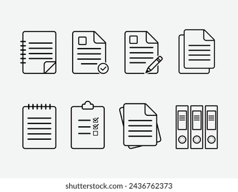 Document line icon set. Documents symbol collection. Different documents icons vector illustration