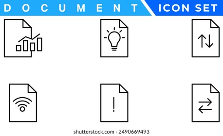 Document line icon set. Documents symbol collection. Different documents icons vector illustration