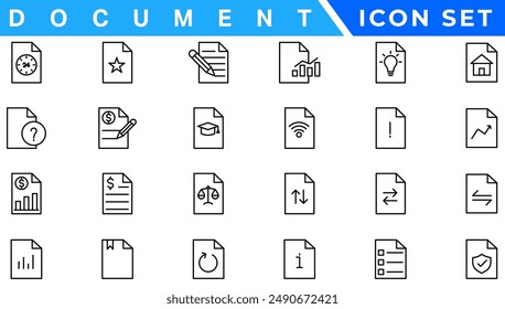 Document line icon set. Documents symbol collection. Different documents icons vector illustration