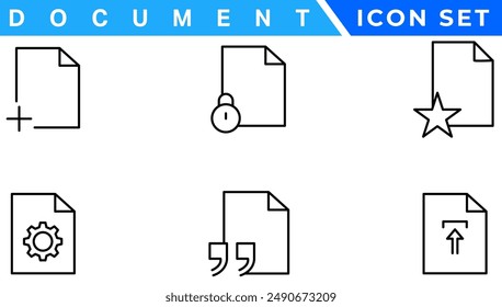 Document line icon set. Documents symbol collection. Different documents icons vector illustration