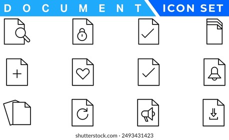 Document line icon set. Documents symbol collection. Different documents icons vector illustration