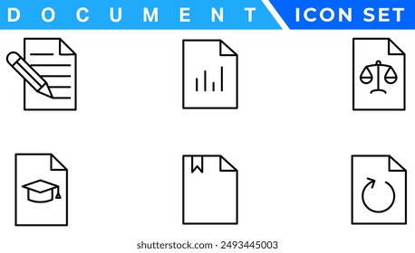 Document line icon set. Documents symbol collection. Different documents icons vector illustration
