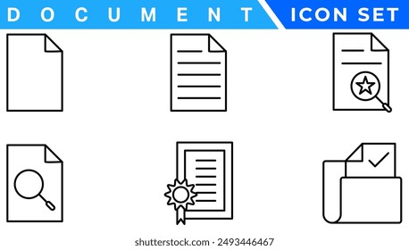 Document line icon set. Documents symbol collection. Different documents icons vector illustration
