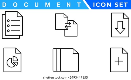 Document line icon set. Documents symbol collection. Different documents icons vector illustration